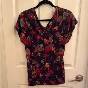 American Rag Floral V-Neck Flutter Sleeve Blouse